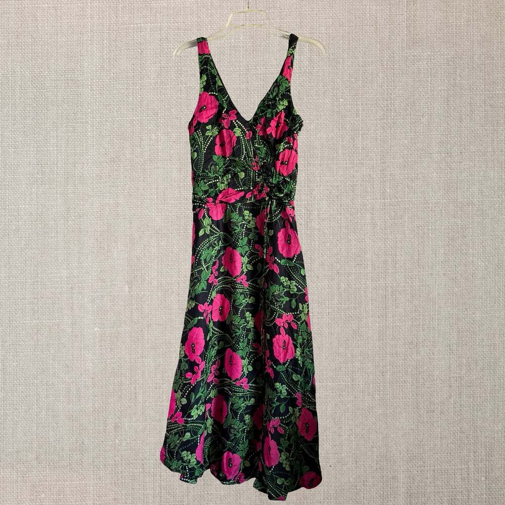 Anthropologie Maeve Hot Pink Floral Maxi Dress Cottagecore Goth Fairy size 4 - Picture 13 of 13